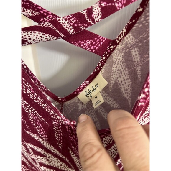 Style & Co Womens Dress‎ Sz 1X Sundress Pink Floral Multicolored C8 - Picture 2 of 5